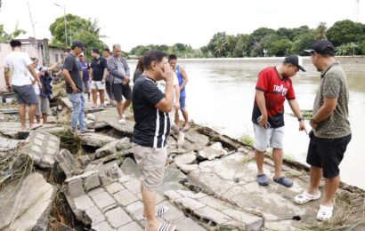 DPWH Tarlac 1st DEO assesses damage to slope protection structures along Camiling River