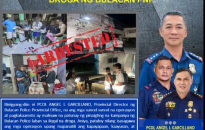 10 ARESTADO SA KAMPANYA KONTRA ILIGAL NA DROGA NG BULACAN PNP